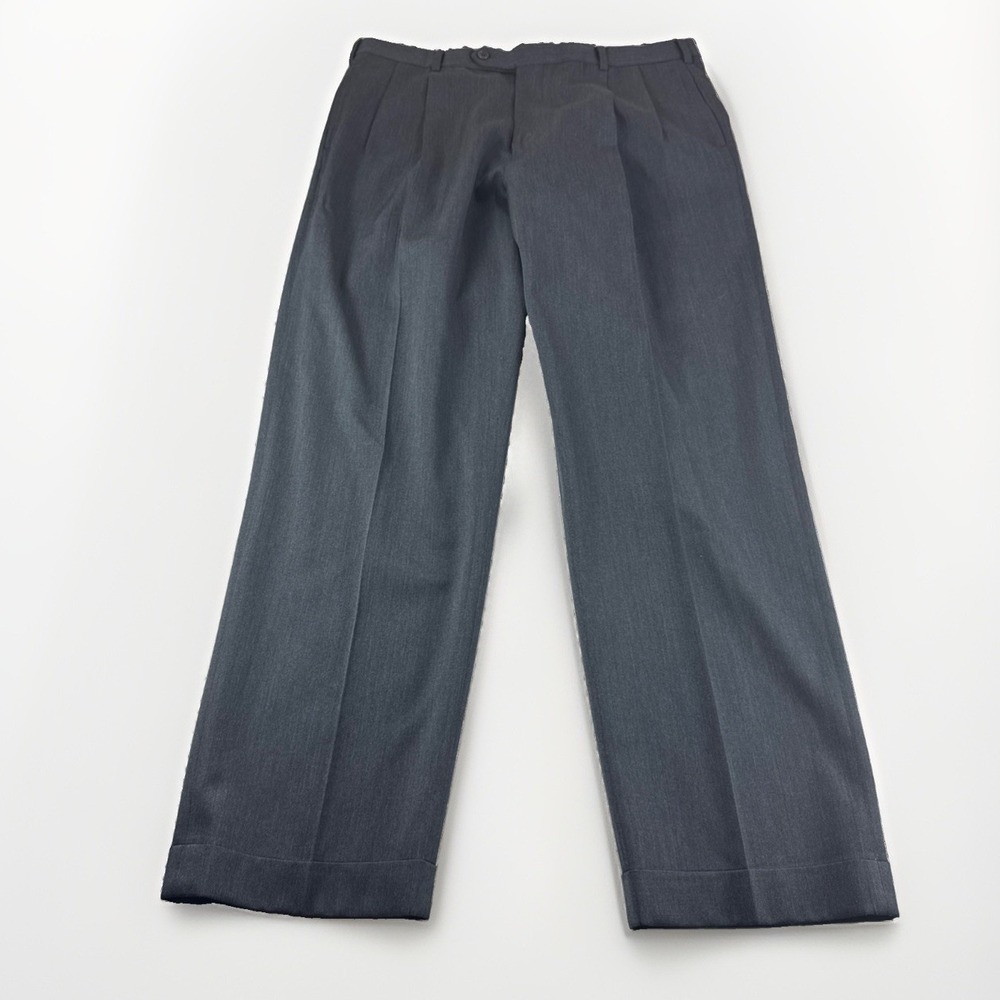Brooks Brothers 1818 Madison Wool Pleated Pants Mens 37x32 Gray Trousers Slacks